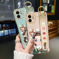 dienya For vivo v21e Case With Wristband New Design Phone Case For Girl Women Thin Pattern Fashion Cartoon Shockproof Plating Silicone Casing Full Cover SoftCase Protection Cases. 