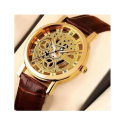Skeleton Double Sided Glass Watch for Men / Women / Girls / Boys - Mens Leather Watches / Transparent Skeleton Watch. 