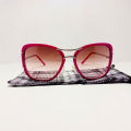 Sunglasses For Women Stylish Branded Anti UV Big Metallic Frame Sunglasses With Free Sunglasses Cover. 