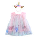 Kids baby girl cute unicorn frock with headband children dress for party/eid/birthday/event/wedding 5-6 yrs120. 