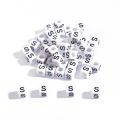 100Pcs Acrylic Beads Letter Beads Cubic White Alphabet Beads 6mm Faceted Beads For Jewelry Making. 