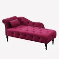 The Furniture Collection - Customised 02-seater Dewan Sofa imported Velvet Fabric Chaise Lounge Buttons Tufted Nailhead Trimmed Solid Wood Legs. 