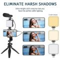 Vlogging Kit Accessories for Mobile Phone DSLR Camera Video Recording with Tripod Shoot Mic 360 LED Remote Selfie Light for Live Streaming Short Film. 