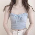 Camisole Womens Summer Elegant All-match Simple New Chic Female Vintage Soft Bow Japanese Style Solid Daily Fashion Leisure. 