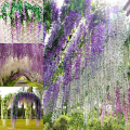 Whimsical Wisteria Wonder: 3-Head Artificial Wisteria Garland Hanging Flower Blooms - Pack of 6. 