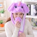 【Happier】 Girls Bunny Pinch Airbag Funny Hat Women Ears Hat Hand Plush Moveing Jumping Caps Children's Cartoon Stich Creative Cute Cap. 