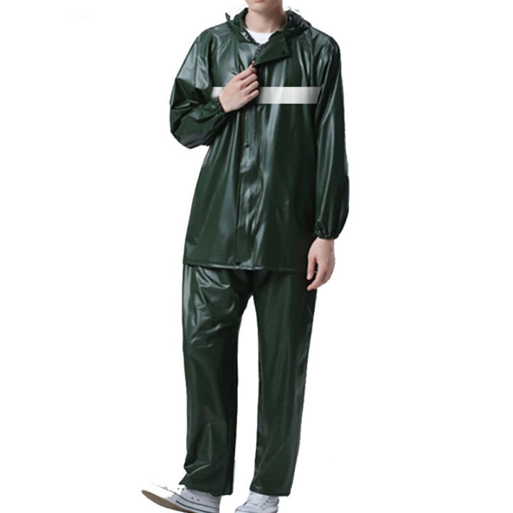 Pvc soft Rubber Coated Rain Coat Suit With Trouser Thick double