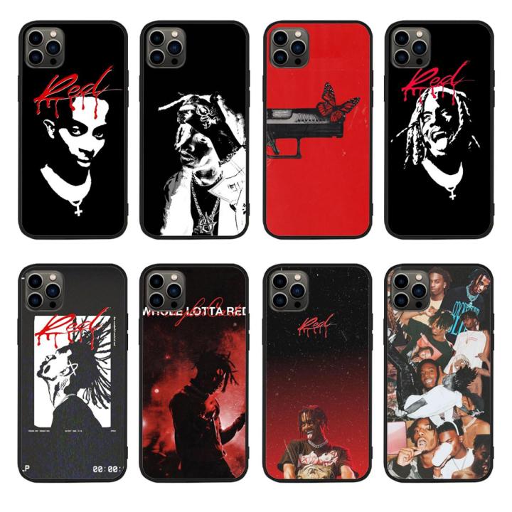 yaFor iPhone Playboi Carti M3tamorphosis 'WHOLE LOTTA RED' Soft TPU Border Apple iPhone Case