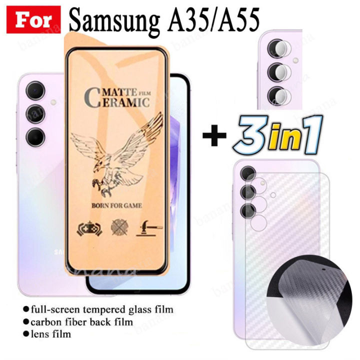 3 IN 1 Samsung A35 5G Ceramic Tempered Glass for Samsung A 35 A55 5G A15 A05S A05 Camera Lens Glass Screen Protector and Back Film