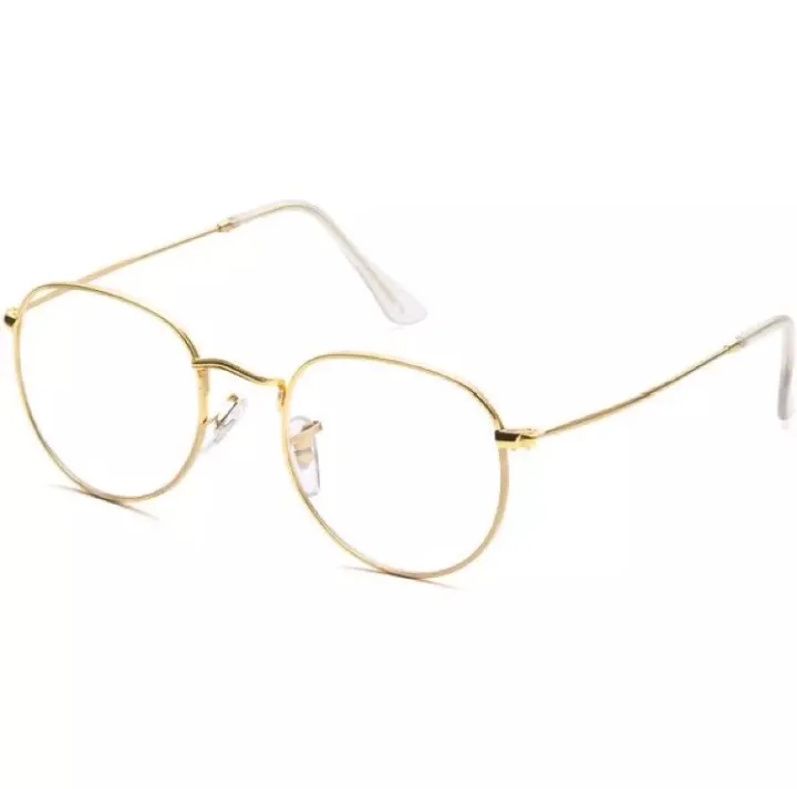 New%20Korean%20Style%20Design%20Half%20Round%20Transparent%20Stylish%20Glasses%20with%20Golden%20Frame%20For%20Men/Women%20-%20Image%203