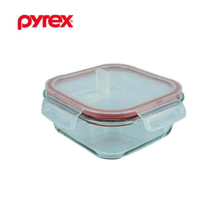 PYREX Easy Vent 805ml Square Glass Food Storage Container w/ Airtight Leak-proof BPA-free Lid