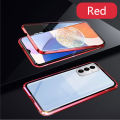 Biruiqu For Samsung Galaxy A14 5G Magnetic Absorption Case Metal Frame Shockproof Double Sided Tempered Glass Magnetic Case Cover. 