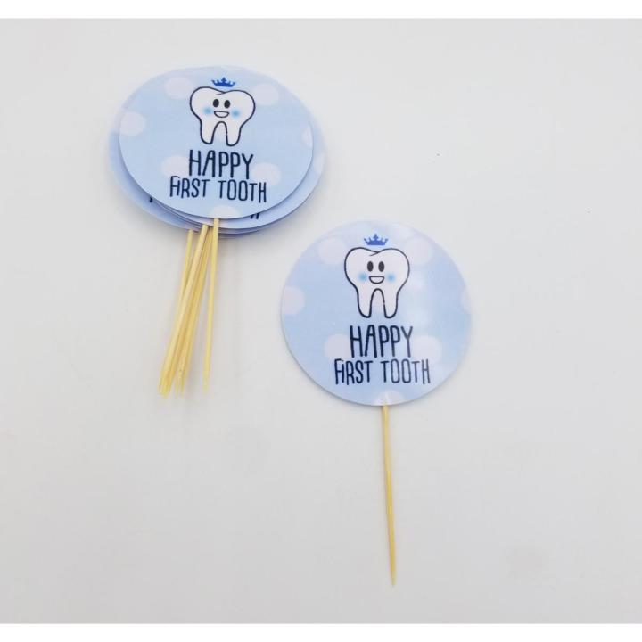 FIRST TEETH THEME CUPCAKE TOPPERS PACK OF 10 CUPCAKE TOPPERS