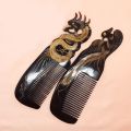 Retro Natural OX Cow Horn Dragon Phoenix Peacock Comb Hair Brush Health Scalp Massage Anti-static Combs Detangle Woman Gift. 