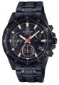 Casio Edifice Mens Steel Black Bezel Black Retrograde Chronograph Dial Black Steel Band Watch-EFV-540DC-1BVUDF. 
