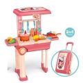 2 In 1 Kitchen Little Kitchen set Pretend Play set with Trolley Suitcase. 