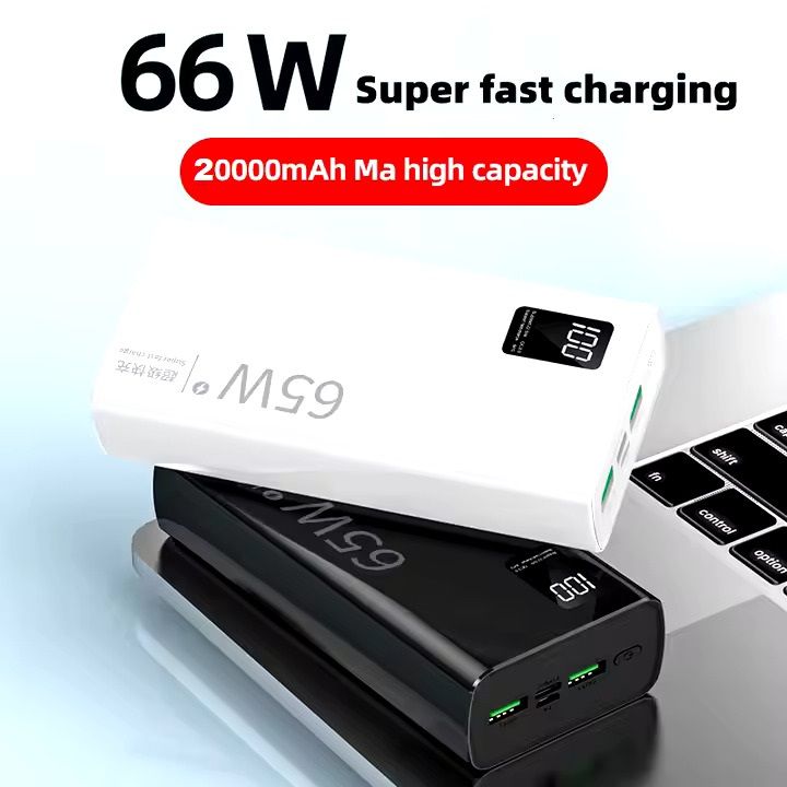 20000mAh Power Bank 66W Fast Charging Portable Mobile Charger for iPhone and Android, Dual USB and Type C Ports