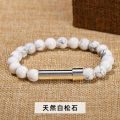 Jingdong Jewelry Natural Stone Titanium Steel round Tube Bracelet Personalized Creative Rotary Knob Can Hold Wish Note Bracelet Wholesale. 