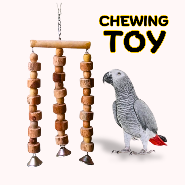 Bird Wooden Chewing Toy - Hanging Toy Perch Chewing Slices for Ringneck Amazon Raw Parrot - Pet Supplies Cage Accessories