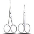 Cutting Clippers Point and Rounded Safety Tip Scissors For Men and Women (Silver), 2 Pcs Stainless Steel Small Scissors, Facial Hair Grooming Set Comfort grip Handels, Eyebrow, Nose, Muatache Beard For Personal and Professional Use. 