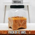 BLACK CAP LEAF DESIGN - 90 Mm Wide Mouth Storage Jar 1 kg - FOOD GRADE Pet Plastic - PACK OF 12 PCS. 