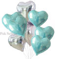 5 Pieces Heart Shaped Helium Foil Balloon 18 inches  Colors Golden, Silver, Rose Gold, Pink, Red, Blue, White and Black - Birthday Wedding Decoration Party Supplies Heart Shaped Balloons Bridal Shower Baby Shower. 
