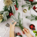 5Pcs/Set 26Cm Festival Pine Needle Branches Artificial Pine Needles Plants Holiday Tree Wreath Decorations For Home New Year Gifts. 