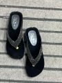 Black Bed Sole Shoes for Women - Black Velvet Chappal for Ladies. 