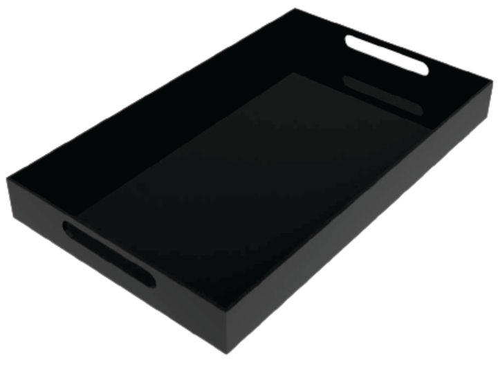 Black Acrylic Tray with Handles-Countertop Organizer Tray for Kitchen, Bathroom, Office- Storage Box for Cosmetics, Jewelry, Toiletries, Toy, gadgets