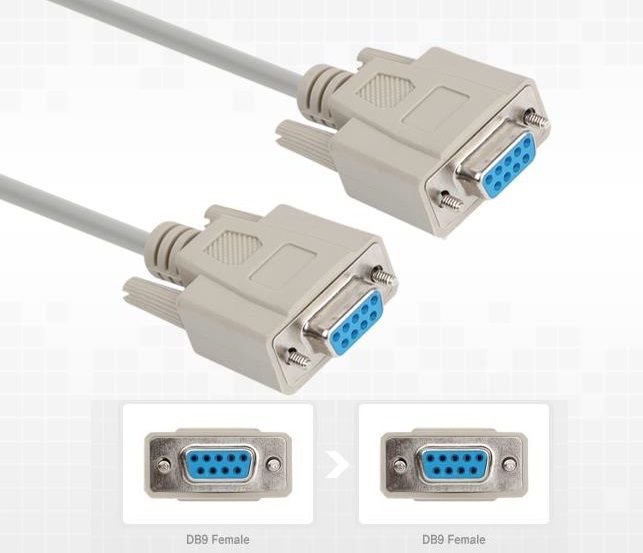 DB9 Female to DB9 Female Serial Cable / DB9 Serial Cable Female to Female 9 Pin Straight Through 8 Inch Length Genuine Branded