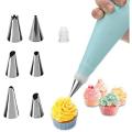 8 PCS/Set Silicone Icing Piping Cream Pastry Bag + 6 Stainless Steel Nozzle Set DIY Cake Decorating Tips Bakeware Utensil for Cook Tool & Gadget Sets. 
