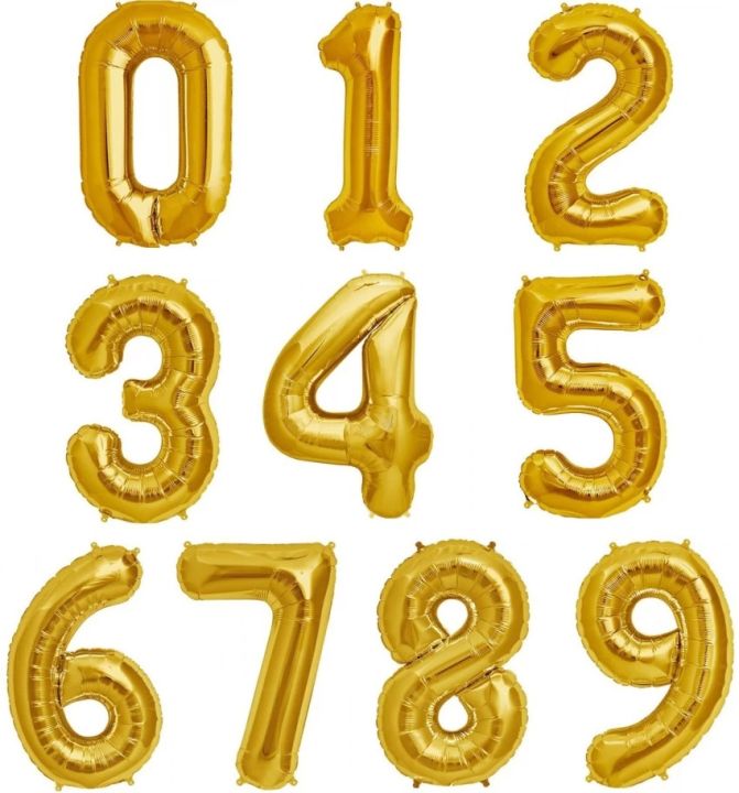 Number Foil Balloon 16 Inch Digit Balloons GOLD