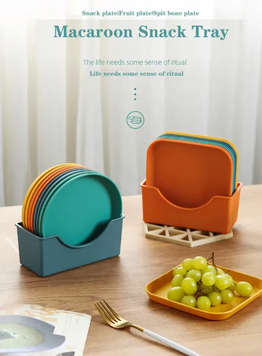 Square%20Plastic%20Dinner%20Plate%20Set%20(Set%20of%2010%20Pcs)%20Colorful%20Snacks/Breakfast%20Plate%20with%20Stand%20-%20Image%208