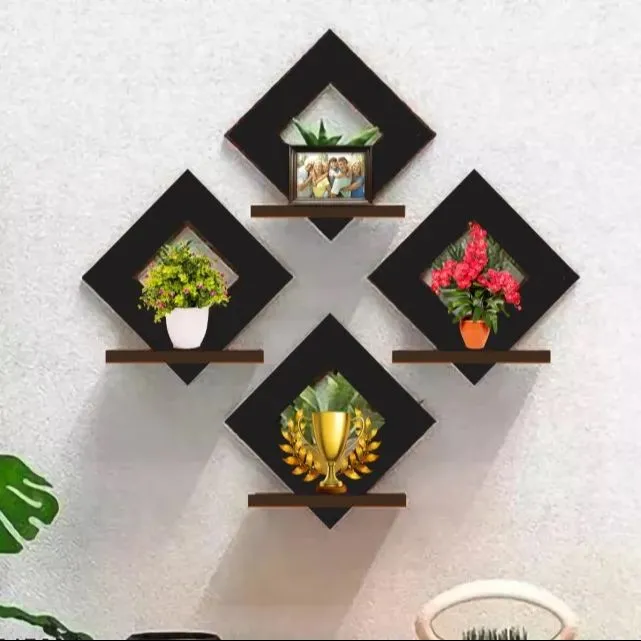 Set Of 4 Decorative Wooden Wall Art Wall Shelves For Bedroom