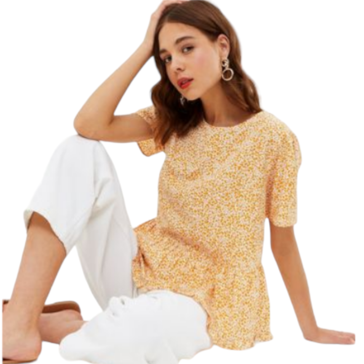 New Look Yellow Leopard Print Peplum: Bold And Stylish Top With Leopard Print Detailing For A Trendy And Fashion-Forward Look