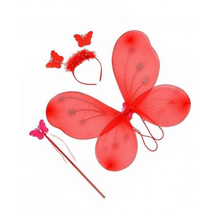 Fairy Wings Set For Girls - Red