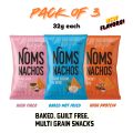 Noms Nachos Baked Chips 32g Each - NEW Exciting Mix Flavors (Pack of 3). 