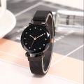 AlRashid Shopping Store Black Color 12 Point Diamond Studded Magnet Stainless Steel Wrist Watch Magnet For Girl-Woman. 