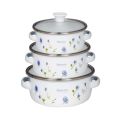 Reoona 1L 1.5L 2L Stainless Steel Kitchen Mixing Food Storage Bowls Cooking Tools Enamel Casserole Pots Set Mini Kitchen Utensil With Glass Cover 3 Pcs. 
