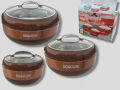3 Pcs Signature Hot Pot Set Stainless Steel Inner Bowl - Glass Lid / ROOTI HOT POT. 