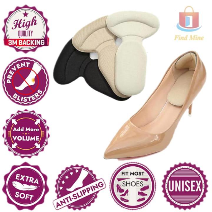 High Heel Pads Women Insoles for Pain Relief Shoes Adjustment Back Feet Care Soft Non-slip T-shape  Sponge Shoe Footwear Grips back Liner Insole Pads
