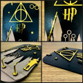 Harry Potter Deathly Hallows Black and Gold Wall Art Wooden Key Holder and Jewelry Organizer, Key Hanger and Jewelry Hanger, Home and Room Deocration Items, Wall Decoration Items, Aesthetic Room Decor. 