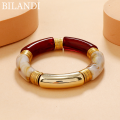 👍MUJI Retro Style Stretch Bracelet For Women Female Hot Sale Vintate Temperament Resin Acrylic Bracelet Modern Jewelry. 