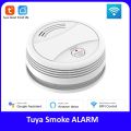 Tuya Smart WiFi Smoke Alarm Sensor | Wireless Ceiling-Mounted Fire Detector with Real-Time App Alerts | Smart Life Compatible | Home & Office Fire Safety Device. 