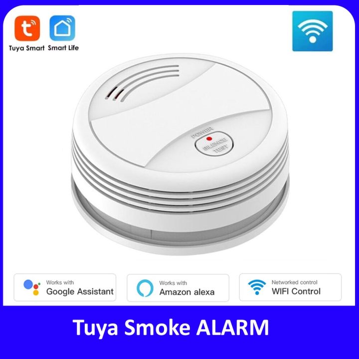 Tuya Smart WiFi Smoke Alarm Sensor | Wireless Ceiling-Mounted Fire Detector with Real-Time App Alerts | Smart Life Compatible | Home & Office Fire Safety Device