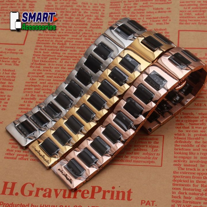 22mm Width Universal Ceramic & Stainless Steel Watch Band Strap For Samsung Galaxy Watch 3 45MM Galaxy Watch 46mm And All Other 22mm Width Lugs Quartz, Digital, Automatic Watches.