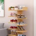 Wood Shoe Rack - 6 Tier Simple Modern Entryway Shoe Storage Tower Rack -  Shoe Stackable Shelf Shoe Rack - Organizer Easy to Standing for Home Entryway Hallway. 