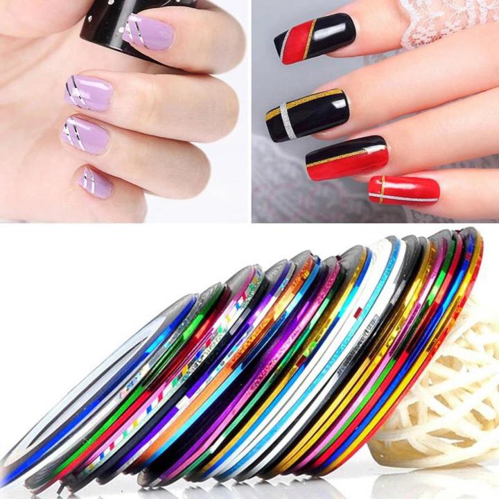 10 nail art tape strips 3D adhesive Striping Tape Line Set Nail Art Decoration Mixed Colors Sticker Decal Kits nail art kit artificial nails art kit for girls  nail art stickers nail art tape  nail art tape rolls
