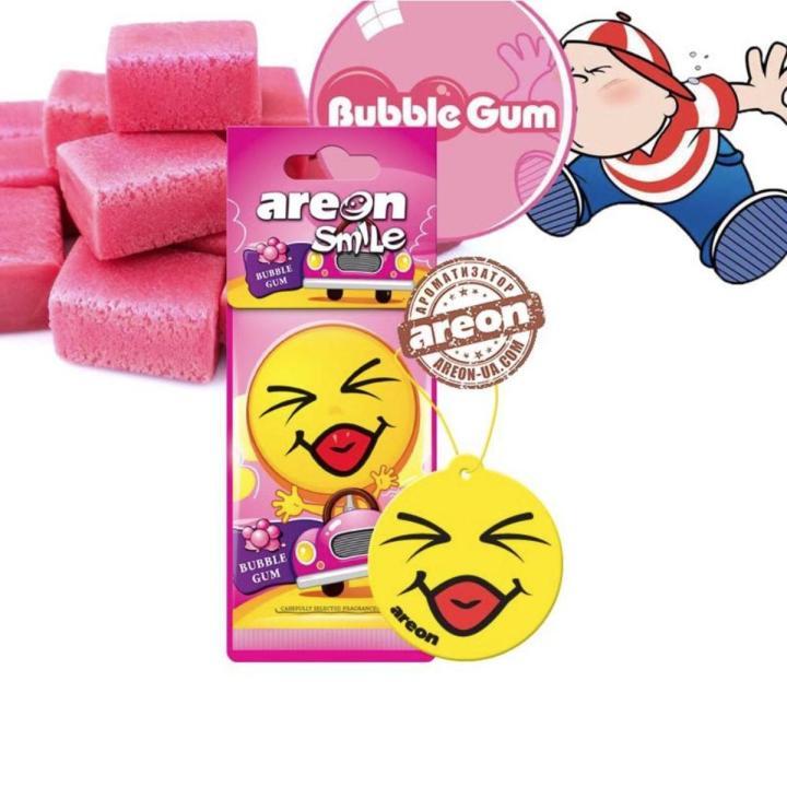 AREON Smile I Emoji Design Hanging Car Air Freshener -Bubble Gum-