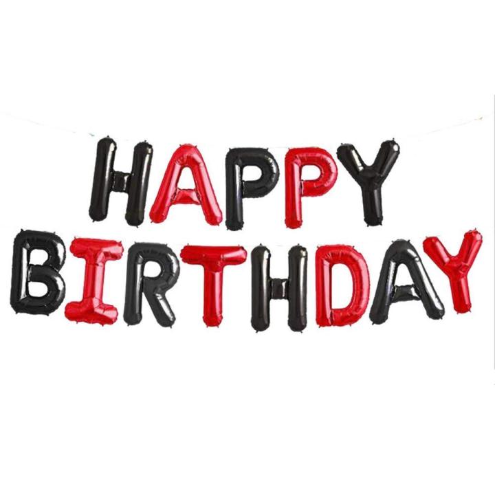 Happy Birthday Foil Balloon Black Red